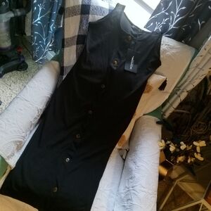 PrettyLittleThing Black Button-Up Maxi Dress